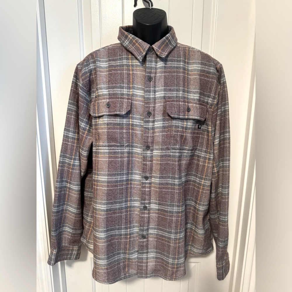 MARMOT Men’s Jasper Plaid Flannel Long Sleeve Shirt Flap Pockets in Fig, SizeXXL